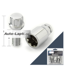 Болт секретный M14x1,5 (25) конус цинк 4+1 ключ (ИТАЛИЯ) UB425